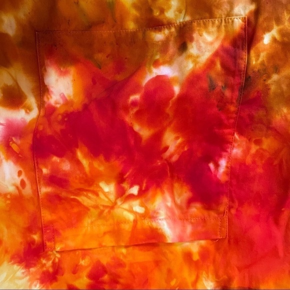 Crossbody tie dye reusable washable L tote orange gold brown - Picture 5 of 10